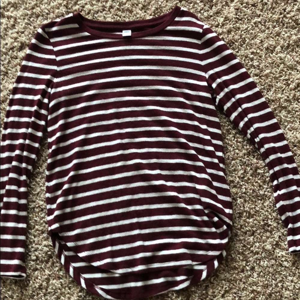 Maroon and white striped Long sleeve shirt